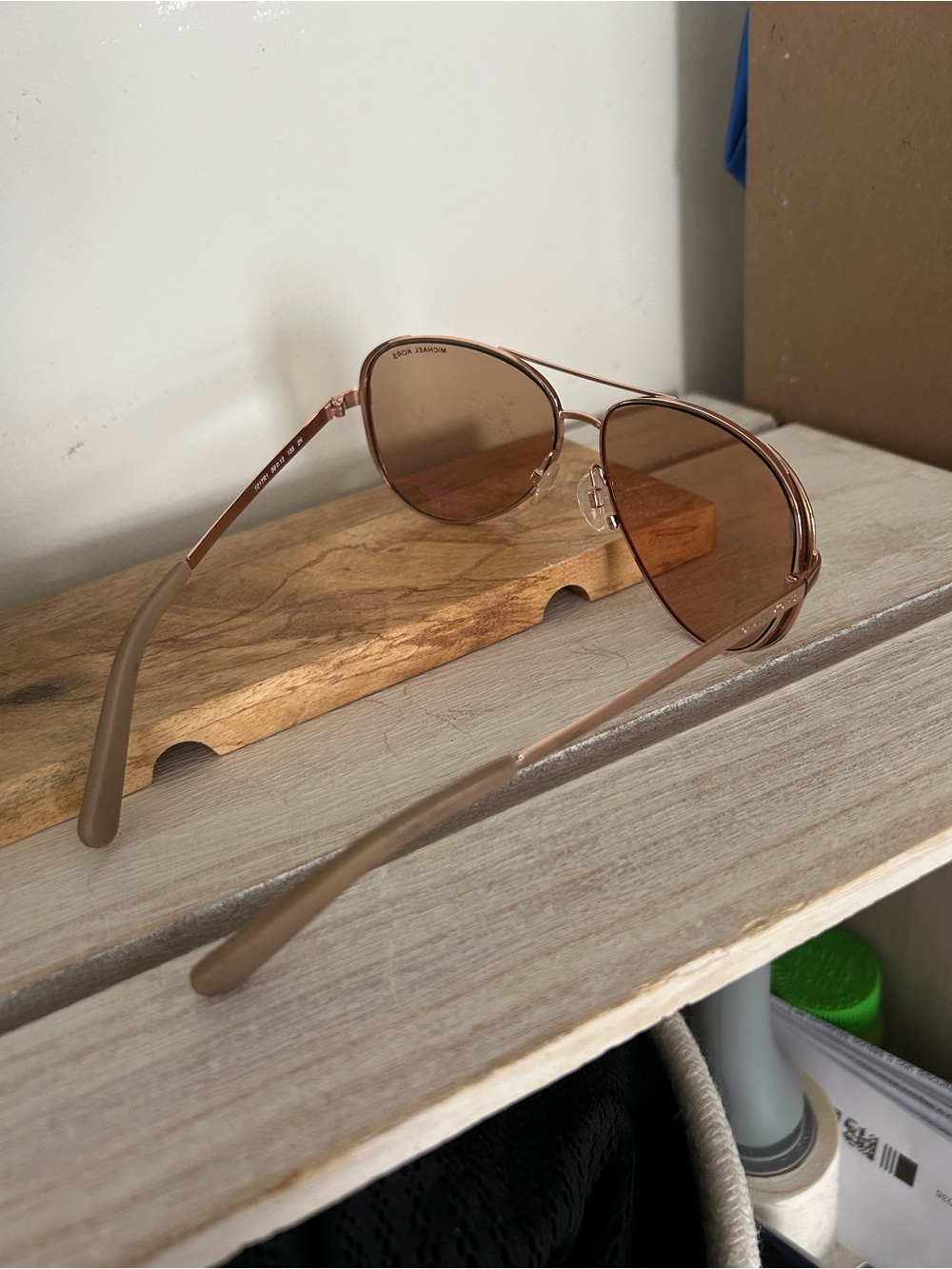 Michael Kors Men's Aviator Sunglasses in Rose-Tinted Frame